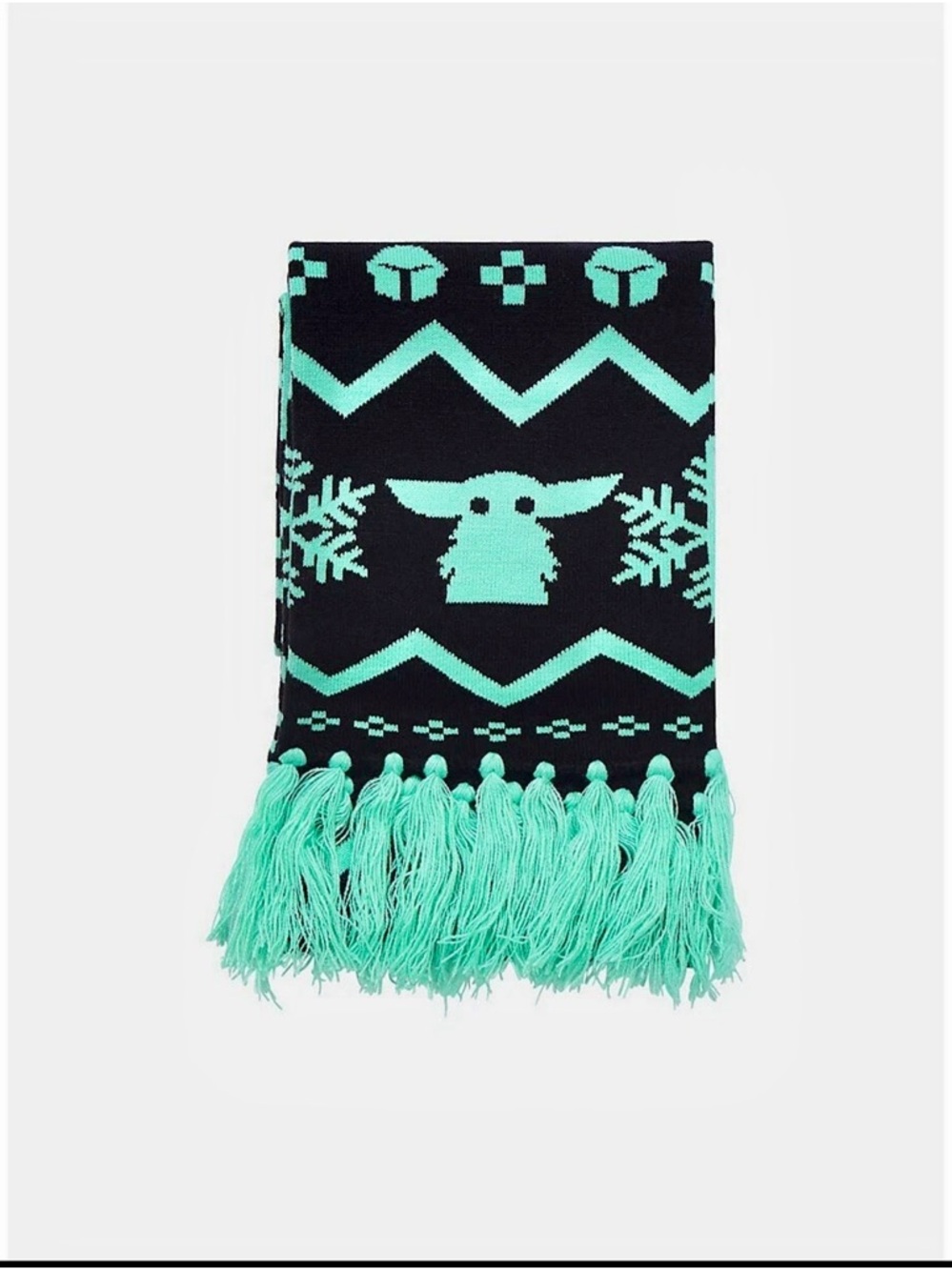 Star Wars The Mandalorian The Child Baby Yoda black and mint green scarf